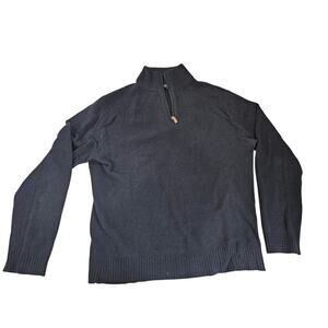 J Crew Pullover Sweater Men's Size XL Navy 100% Lambs Wool 1/4 Zip Long Sleeve